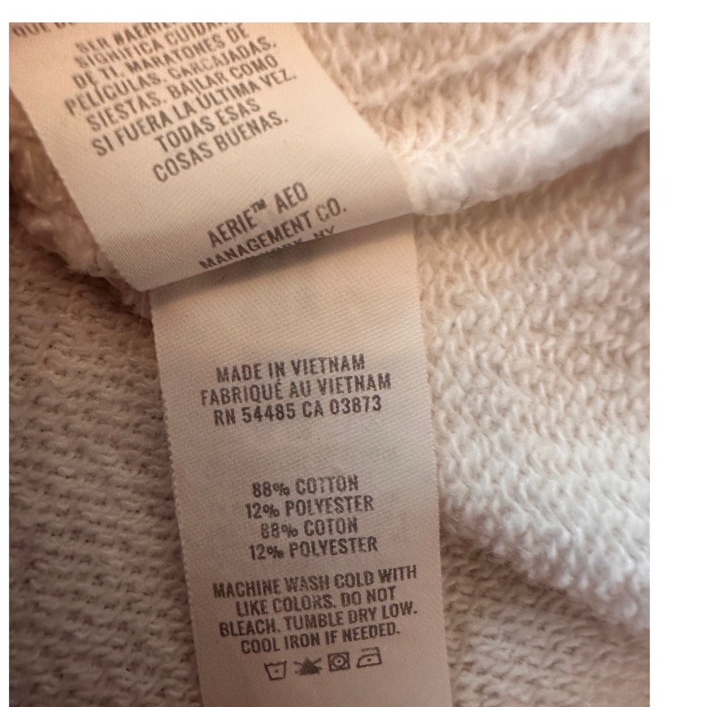 Aerie Sweatshirt Pullover Womens Small Cream Excellent Split Neck Oversized - Picture 2 of 6